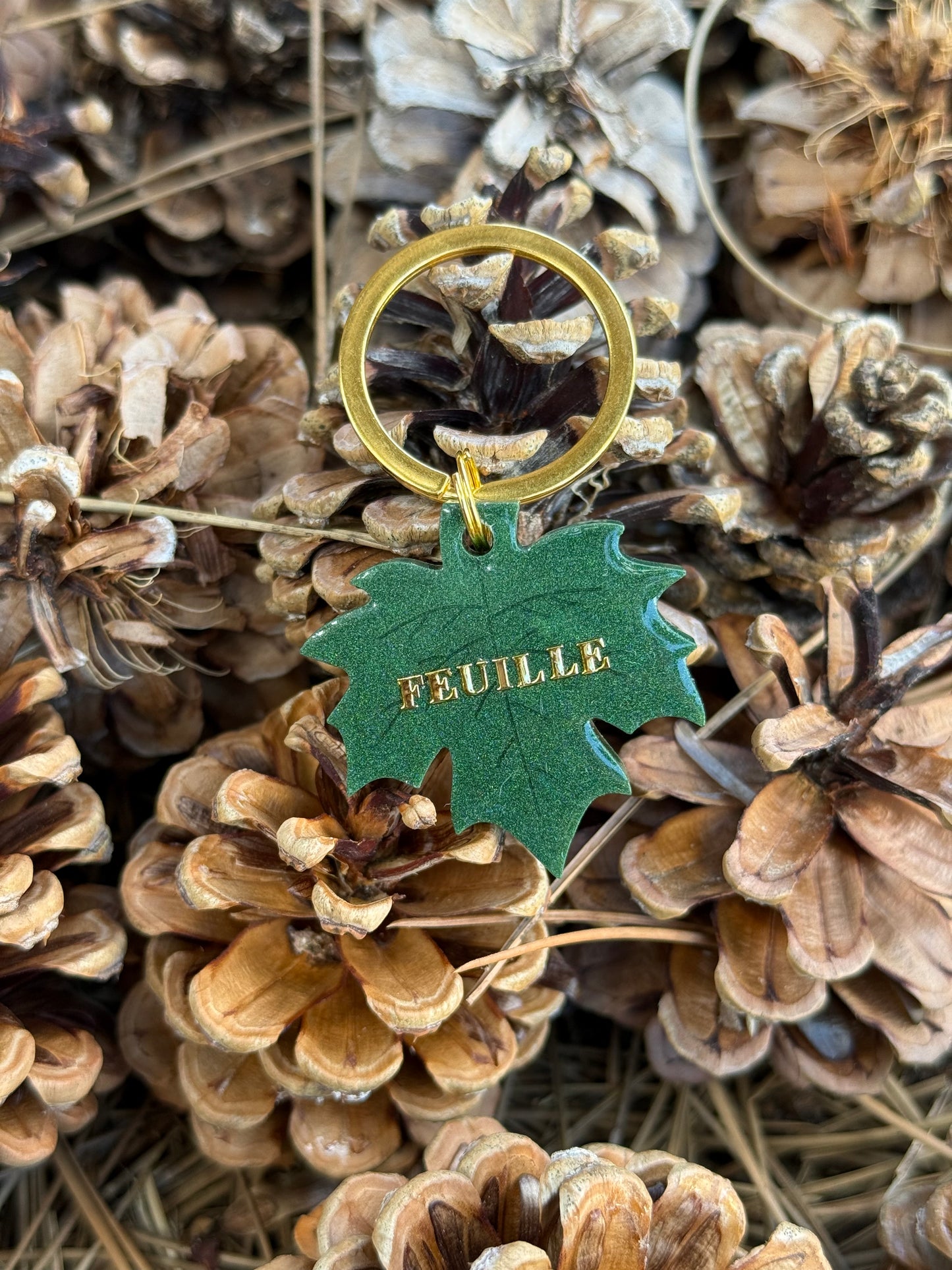 Médaille personnalisée pour chien - Feuille érable vert sapin