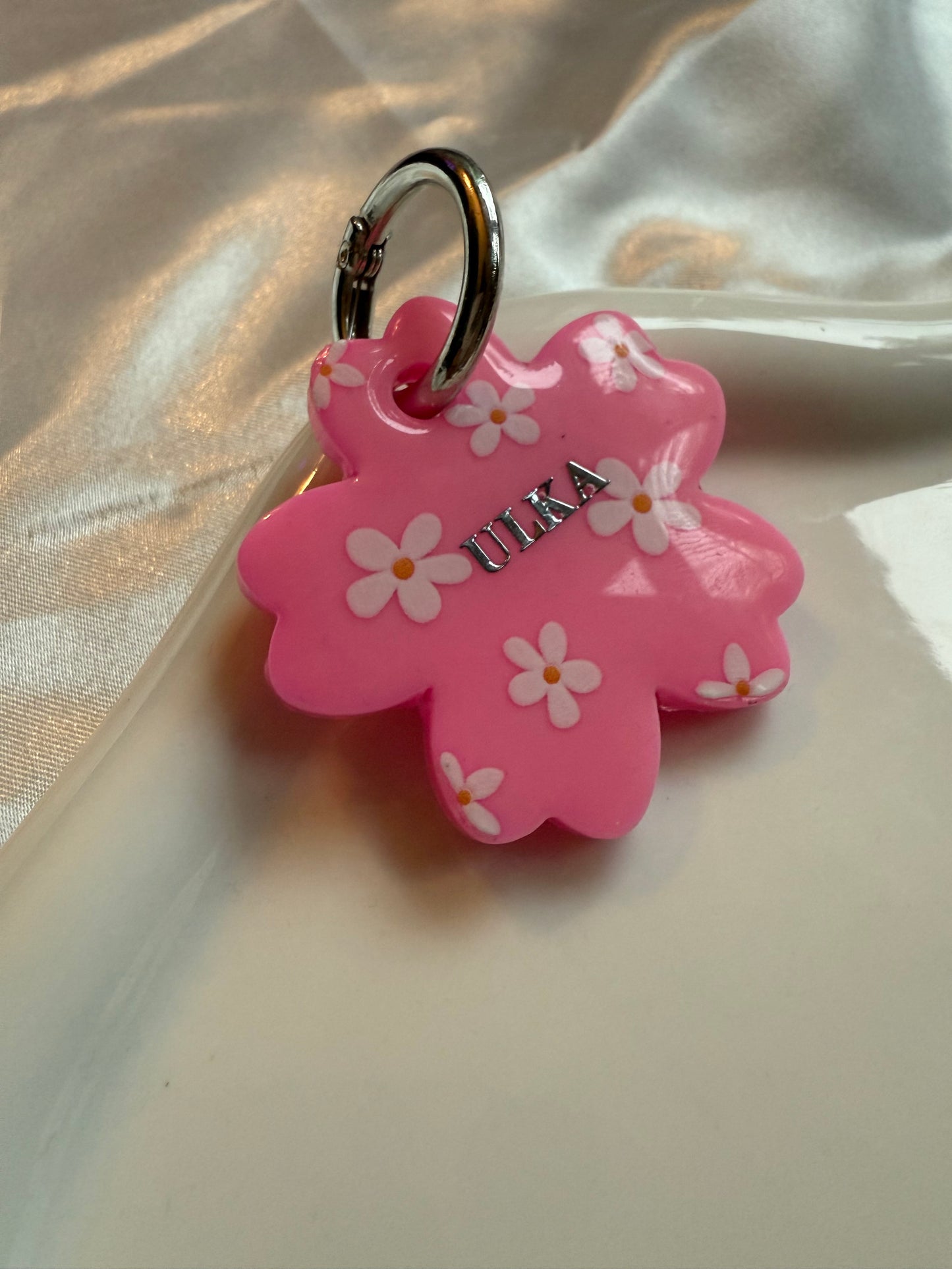 Médaille personnalisée pour chien - Rose fleurie