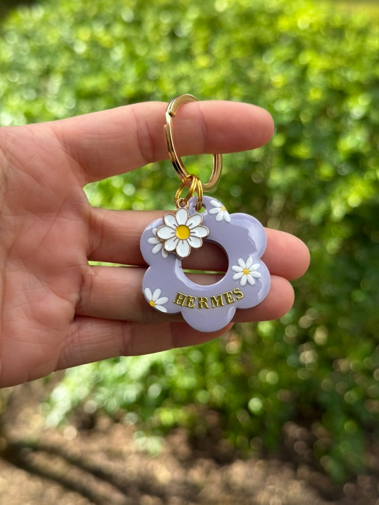 Médaille personnalisée pour animaux - Lila fleurie