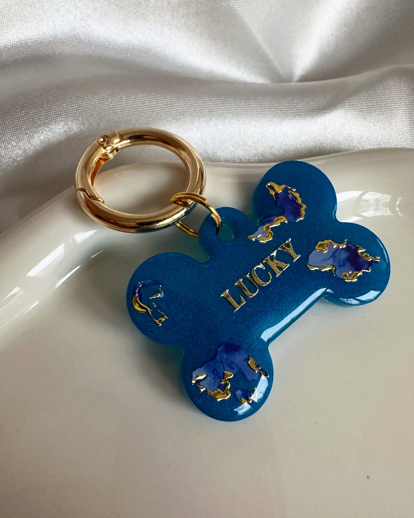 Médaille personnalisée pour chien - Bleu éclair