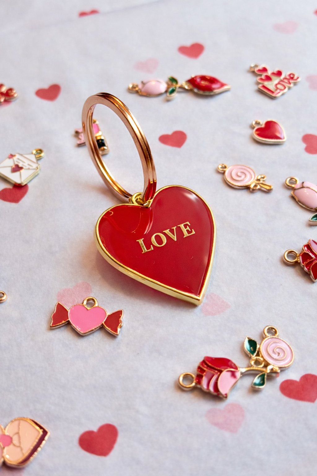 Médaille en résine - Coeur rouge en alliage