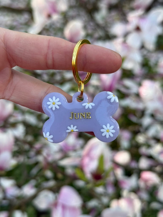 Médaille personnalisée pour animaux - Lila fleurie