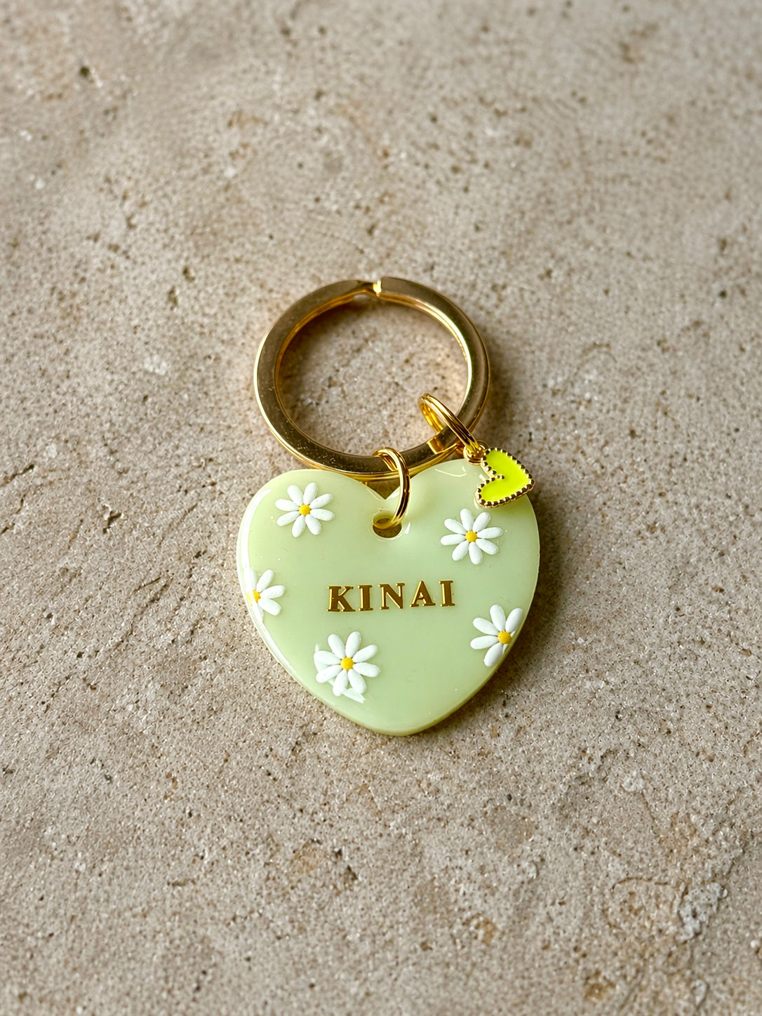 Médaille personnalisée - vert pomme Fleuri