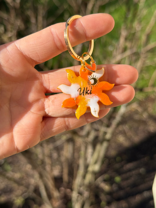Médaille marbré de jaune/orange/blanc
