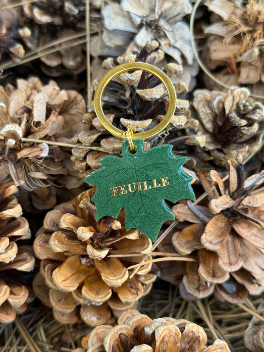 Médaille personnalisée pour chien - Feuille érable vert sapin
