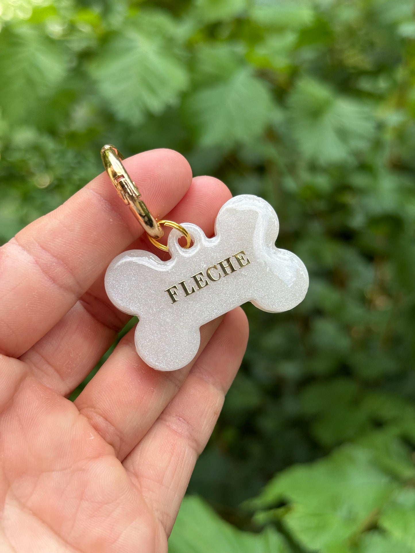 Médaille personnalisée pour chien et chat - Blanc nacré
