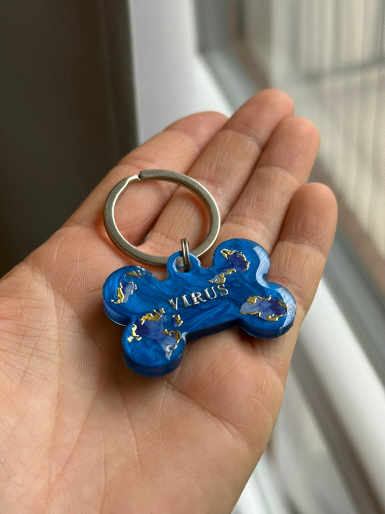 Médaille personnalisée pour chien - Bleu doré