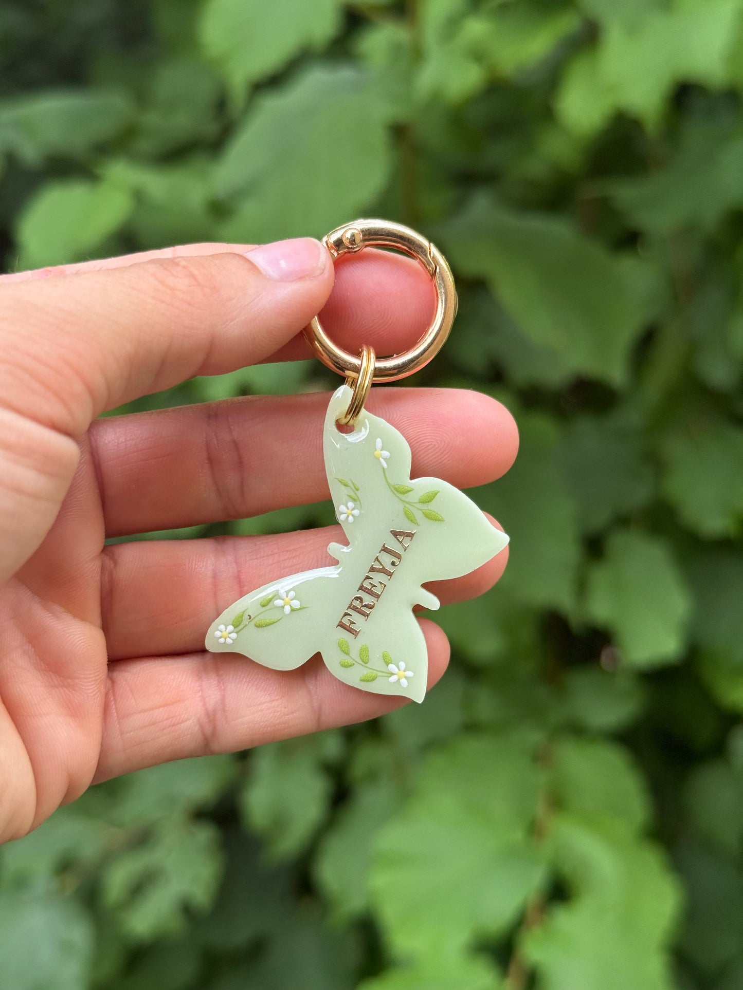 Médaille personnalisée pour chien - Vert fleuri