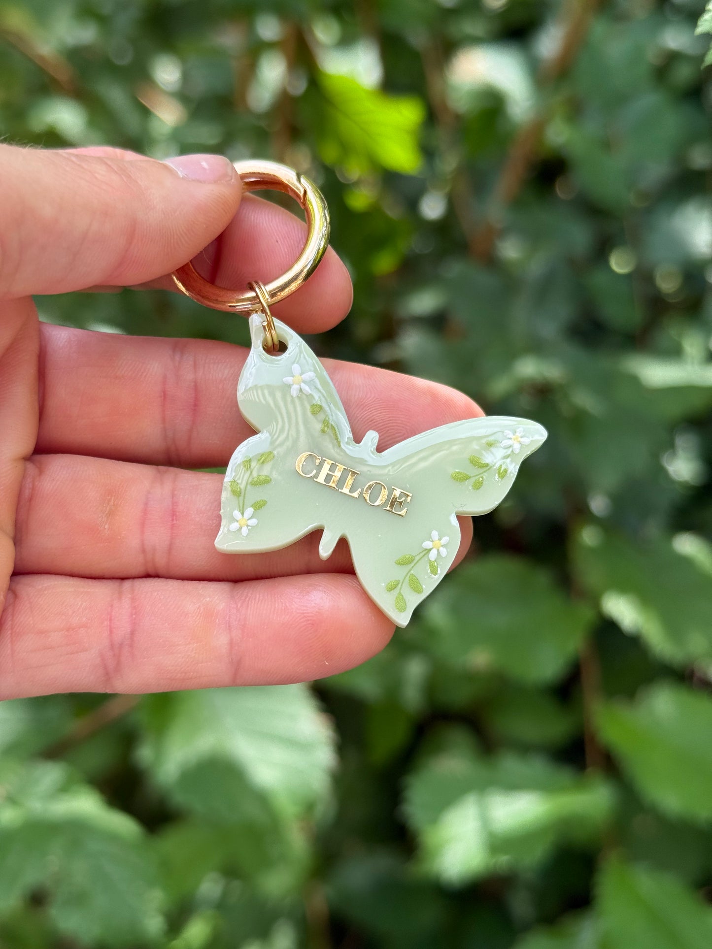 Médaille personnalisée pour chien - Vert fleuri