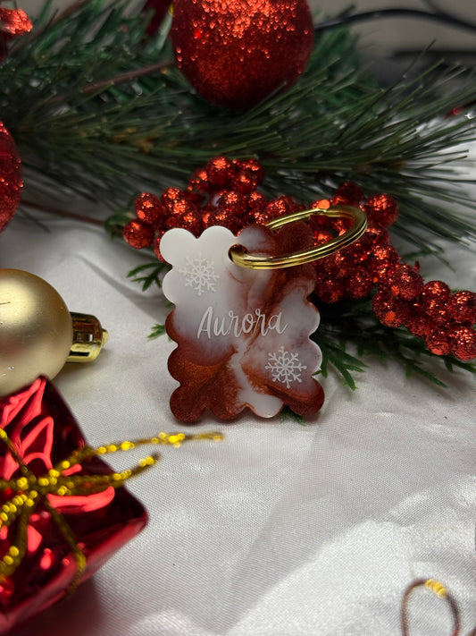 Médaille en résine - Biscuit marbré rouge