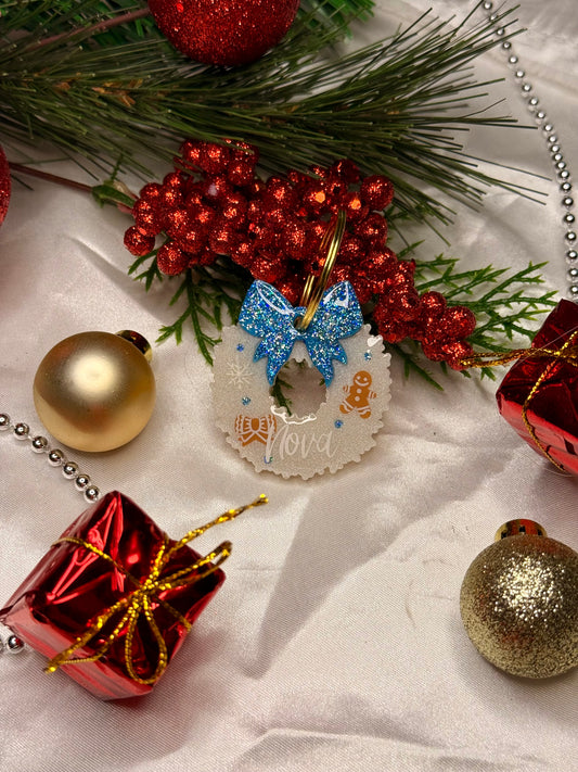 Médaille en résine - Couronne bleue de Noël