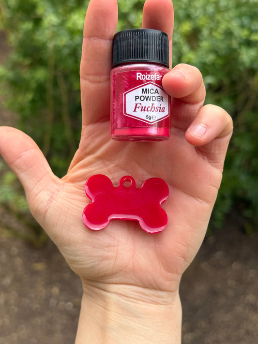 Médaille personnalisée pour chien - Rose fuchsia (nacré)