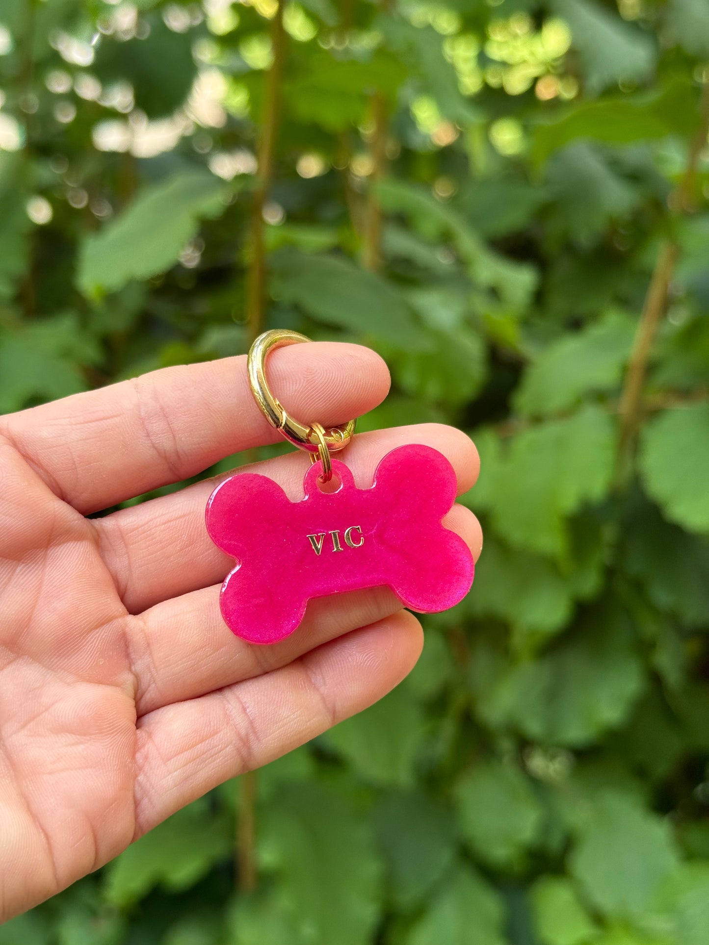 Médaille personnalisée pour animaux - Rose red nacré