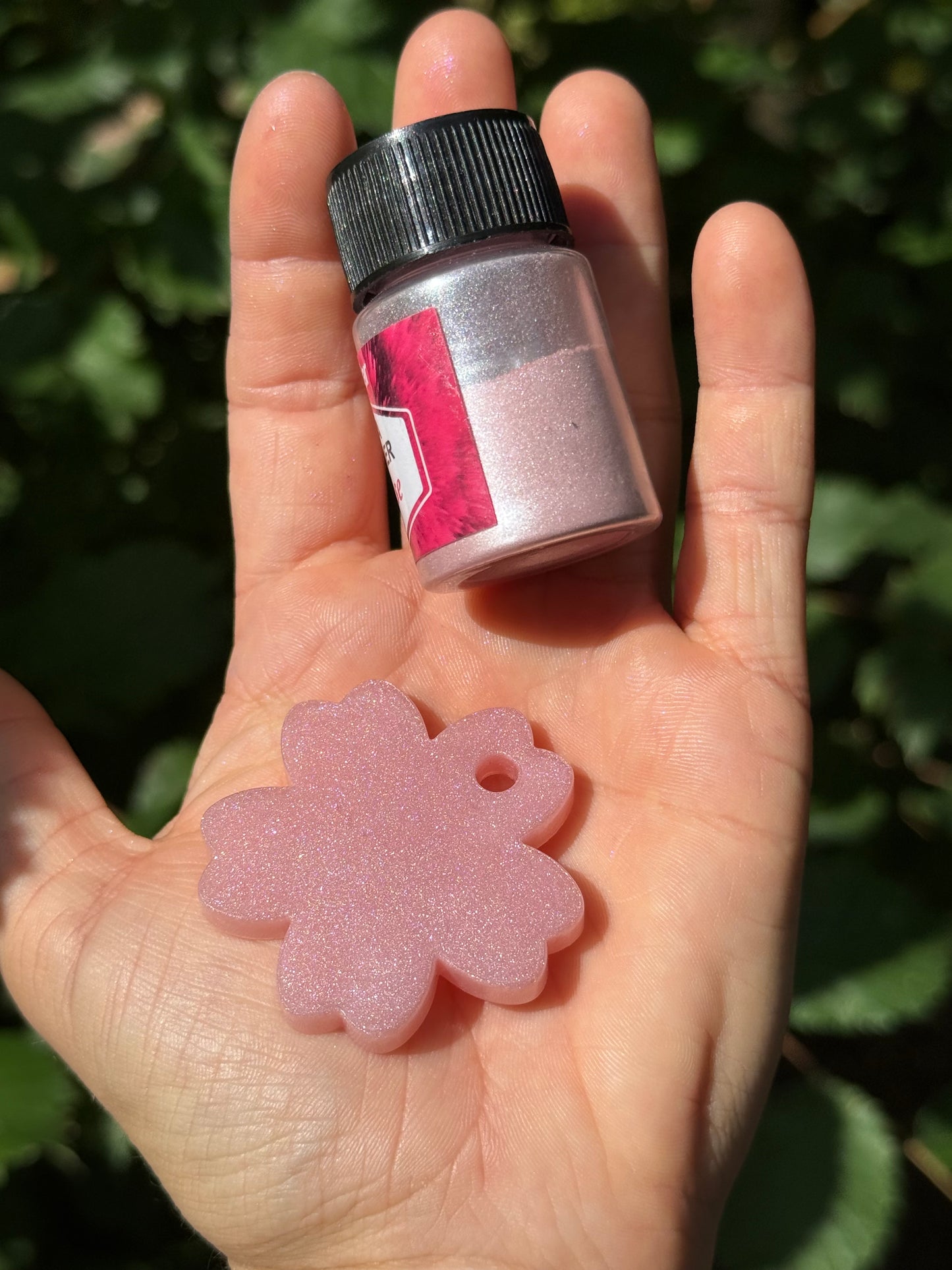 Médaille personnalisée en résine pour animaux- Rose pâle nacré