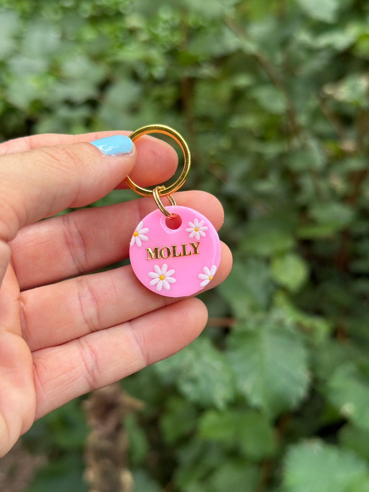 Médaille personnalisée pour chien - Rose fleurie