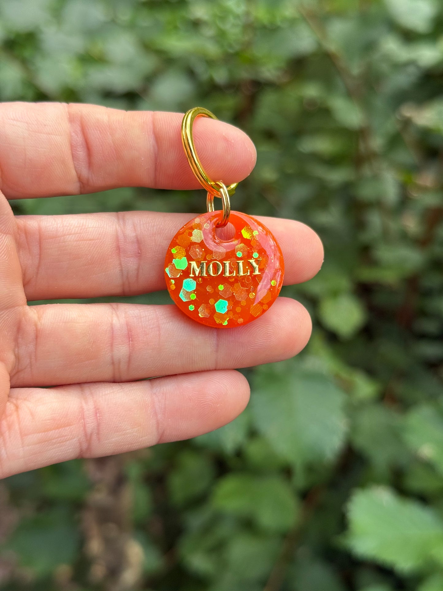 Médaille personnalisée pour chien - Pépite orangée