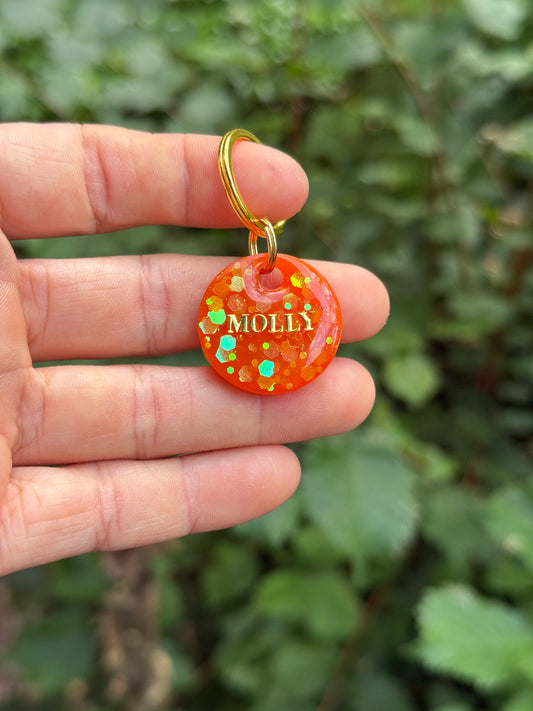 Médaille personnalisée pour chien - Pépite orangée