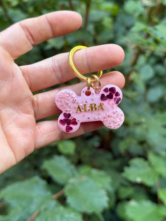 Médaille personnalisée pour chien - Bonbon rosé