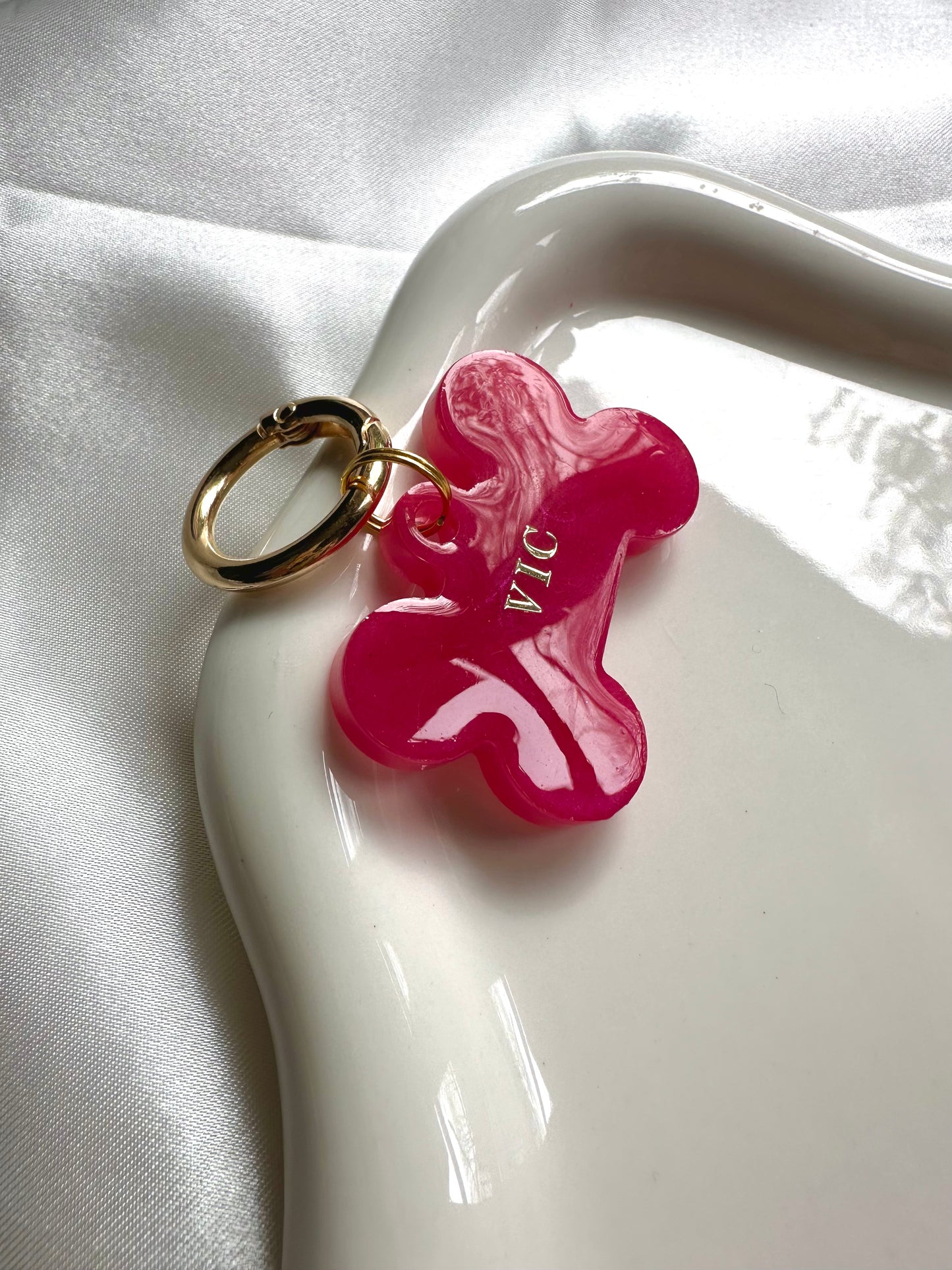 Médaille personnalisée pour animaux - Rose red nacré