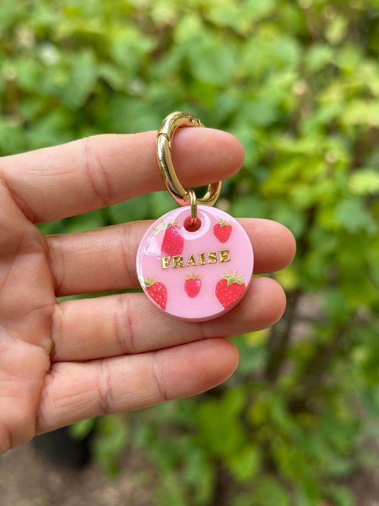 Médaille personnalisée pour chien - Fraise 🍓