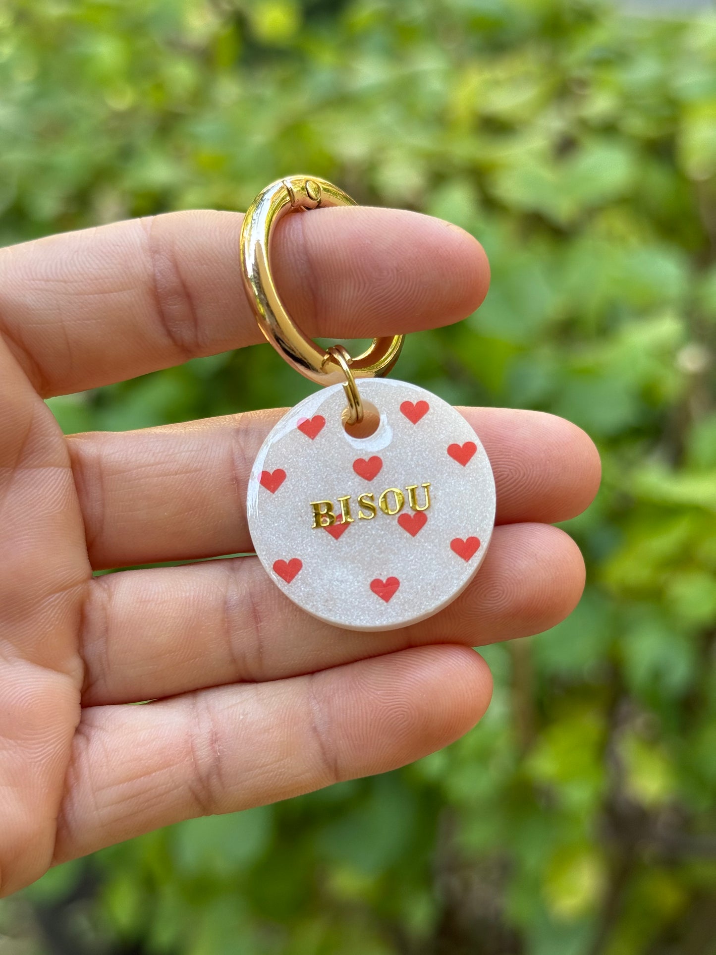 Médaille personnalisée pour chien - Blanche coeur rouge ❤️