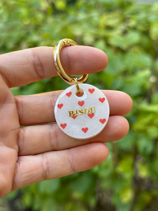 Médaille personnalisée pour chien - Blanche coeur rouge ❤️