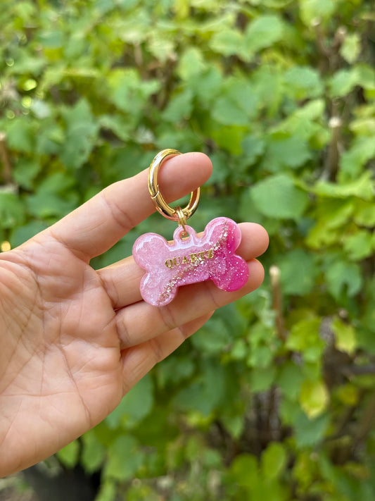 Médaille personnalisée pour chien - Quartz rose