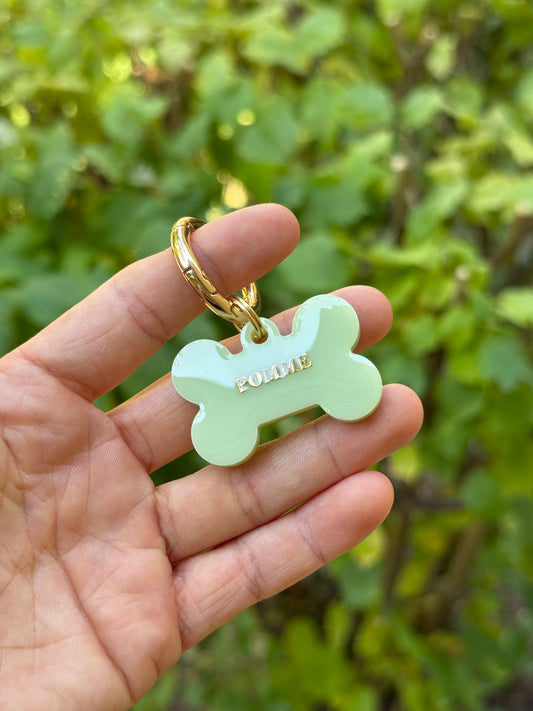 Médaille personnalisée pour chien - Vert pâle UNI