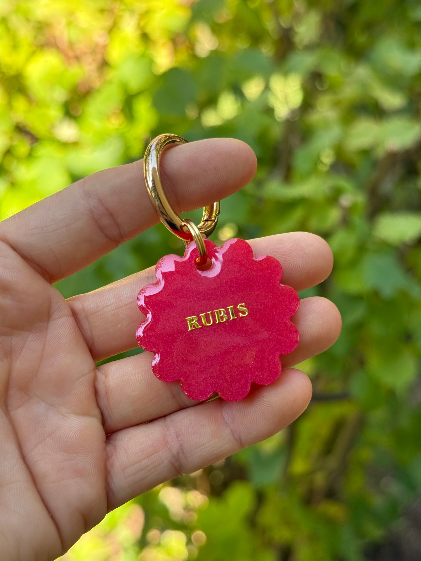 Médaille personnalisée pour animaux - Rouge vif nacré
