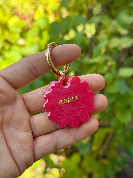 Médaille personnalisée pour animaux - Rouge vif nacré