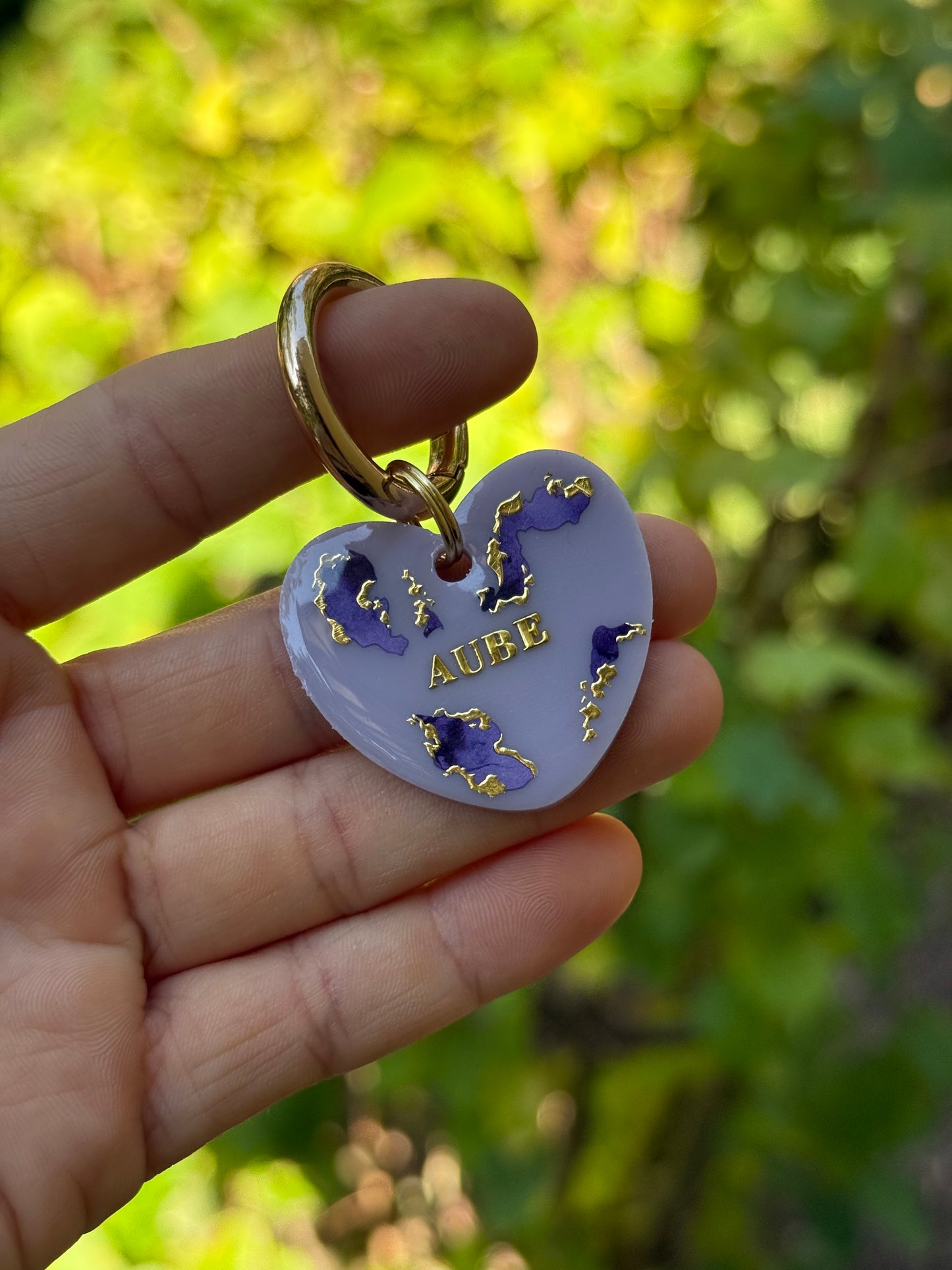 Médaille personnalisée pour animaux - Lila doré