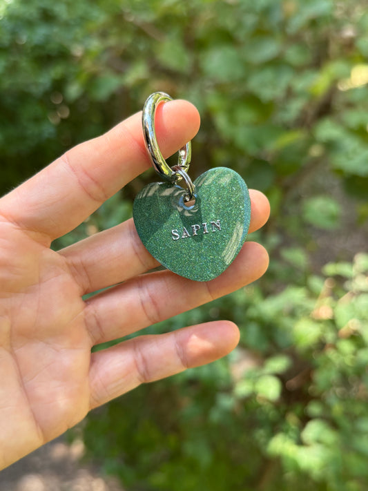 Médaille personnalisée pour chien - Vert sapin nacré