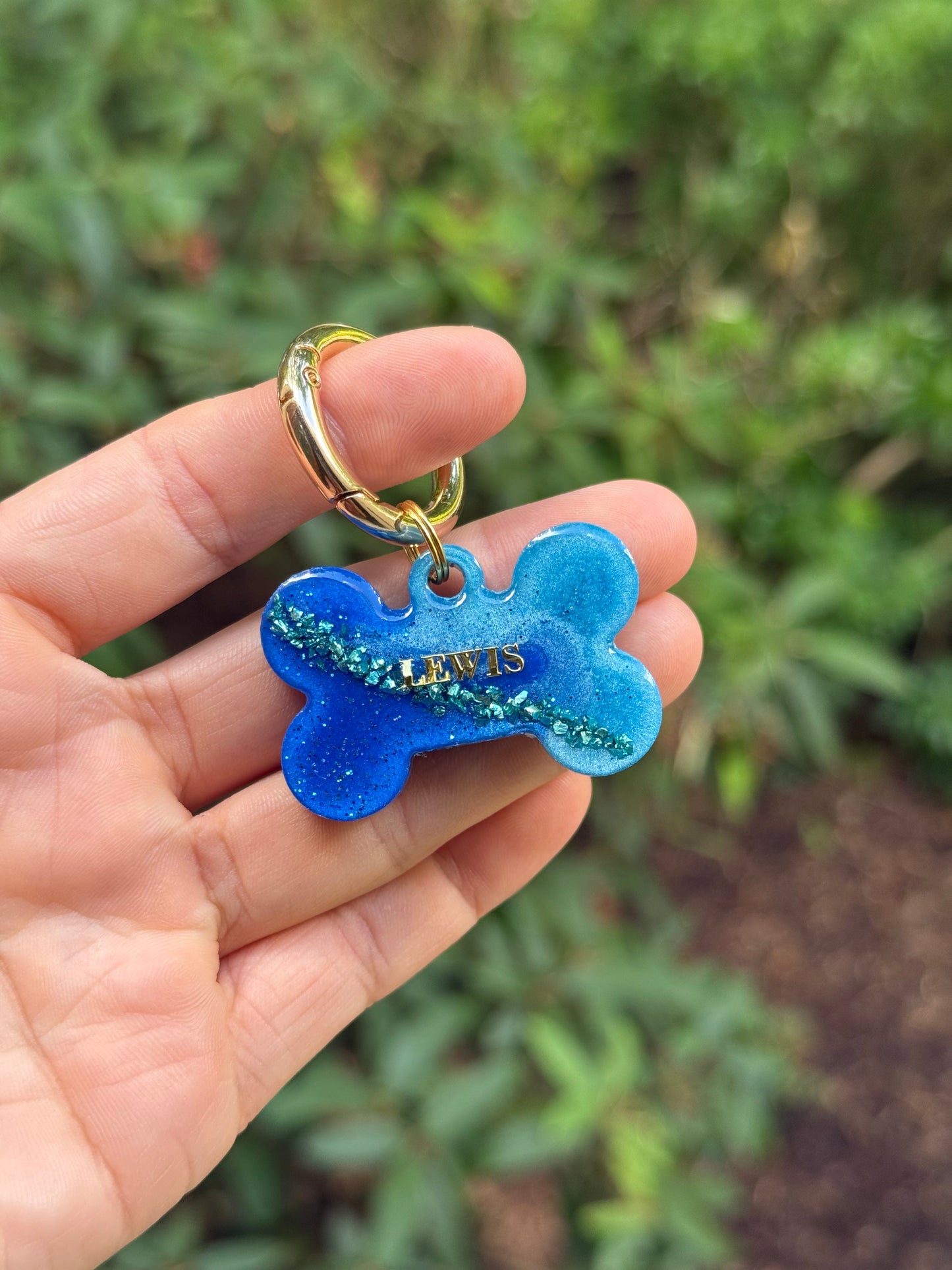 Médaille personnalisée pour chien - Quartz bleu