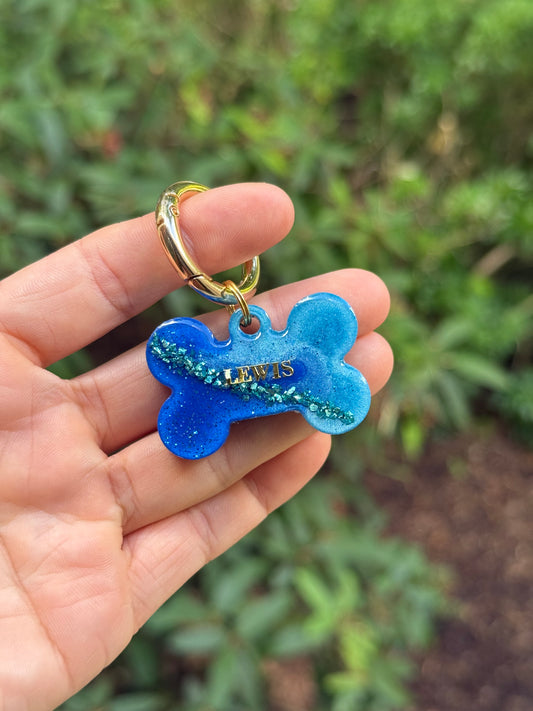 Médaille personnalisée pour chien - Quartz bleu