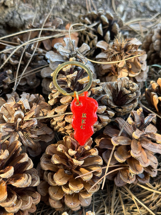 Médaille personnalisée pour chien - Petite feuille REC (Rouge nacré)