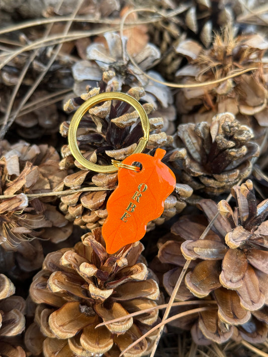 Médaille personnalisée pour chien - Petite feuille OREE (orange nacré)