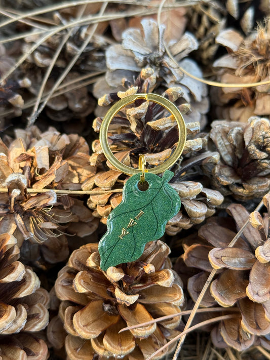 Médaille personnalisée pour chien - Petite feuille IVY (verte sapin)
